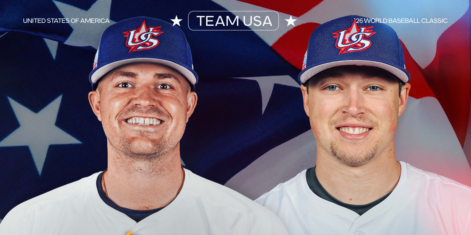 Team USA baseball players wearing USA caps ahead of the 2026 World Baseball Classic.