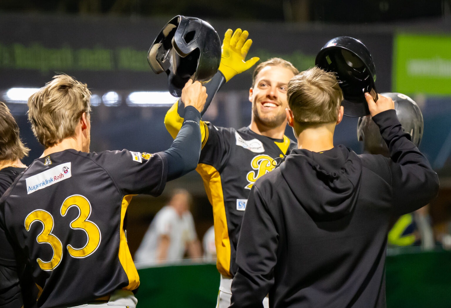 Bonn Capitals players celebrate after clinching the German Baseball League North Division championship.