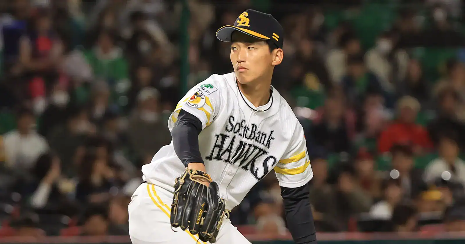 Yugo Maeda pitches for the Fukuoka SoftBank Hawks during the 2026 NPB season