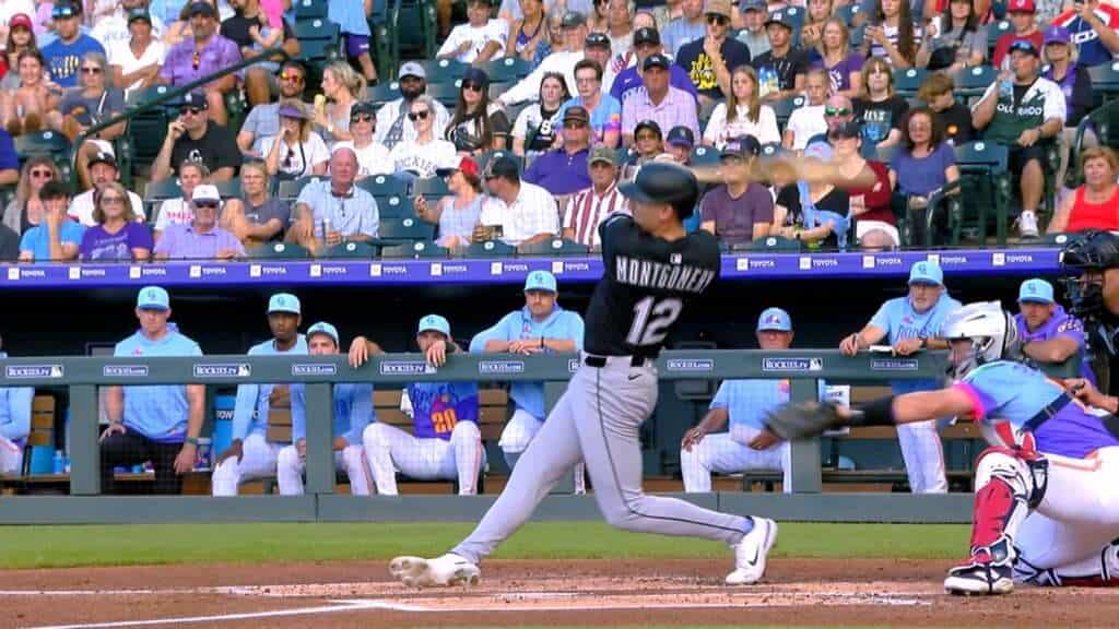 Colson Montgomery batting for the Chicago White Sox against the Colorado Rockies