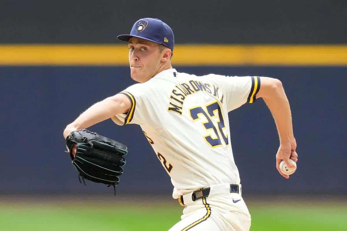Jacob Misiorowski pitching for the Milwaukee Brewers during the 2026 MLB season