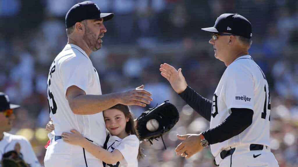Justin Verlander during his final MLB start for the Detroit Tigers