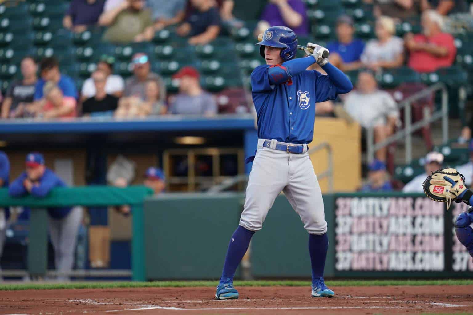 Pete Crow-Armstrong batting during a game