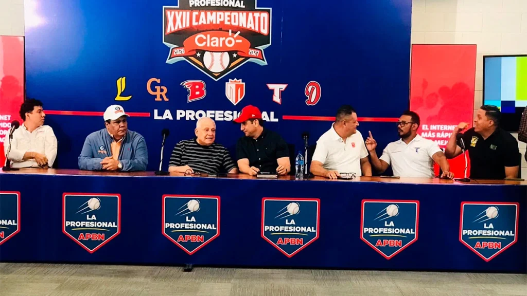 Officials from the six APBN baseball clubs at the 2026–27 Nicaraguan professional league season presentation in Managua