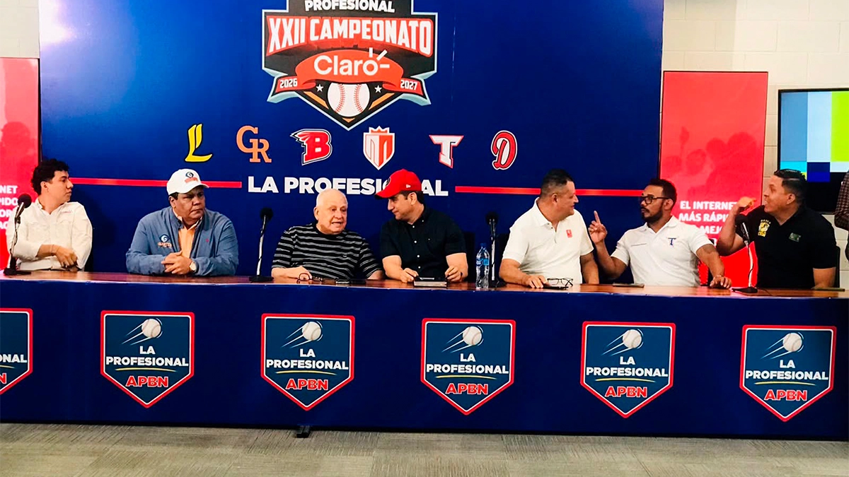 Officials from the six APBN baseball clubs at the 2026–27 Nicaraguan professional league season presentation in Managua
