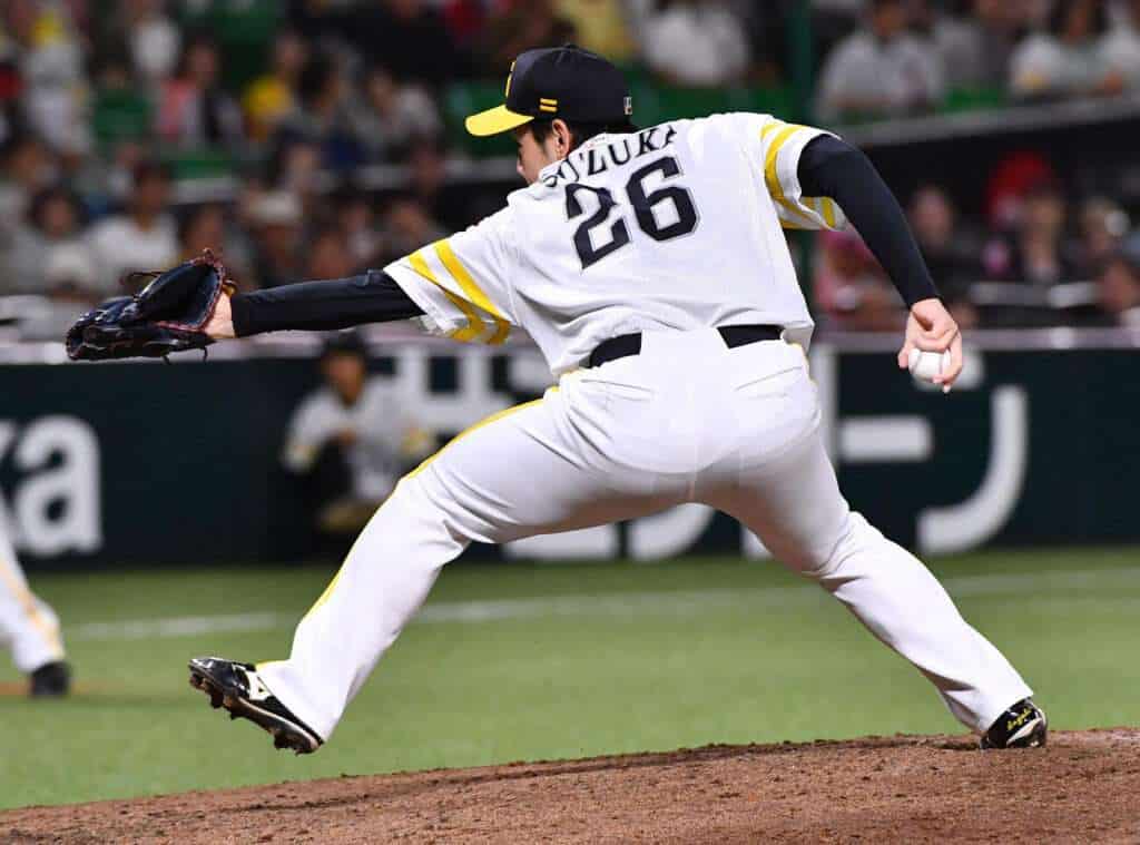 Fukuoka SoftBank Hawks rookie pitcher Gota Suzuki delivers a pitch during the 2026 NPB season