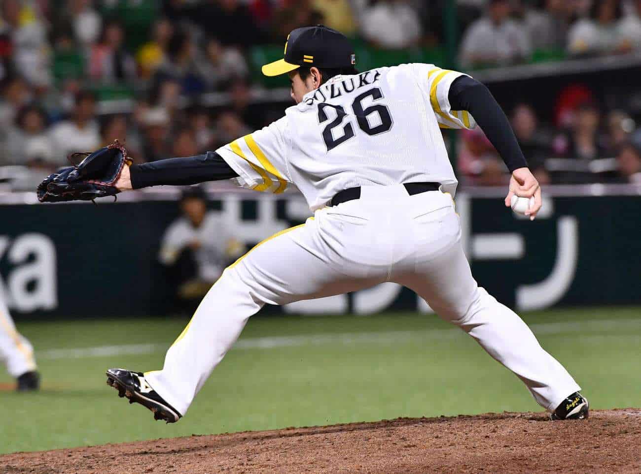 Fukuoka SoftBank Hawks rookie pitcher Gota Suzuki delivers a pitch during the 2026 NPB season