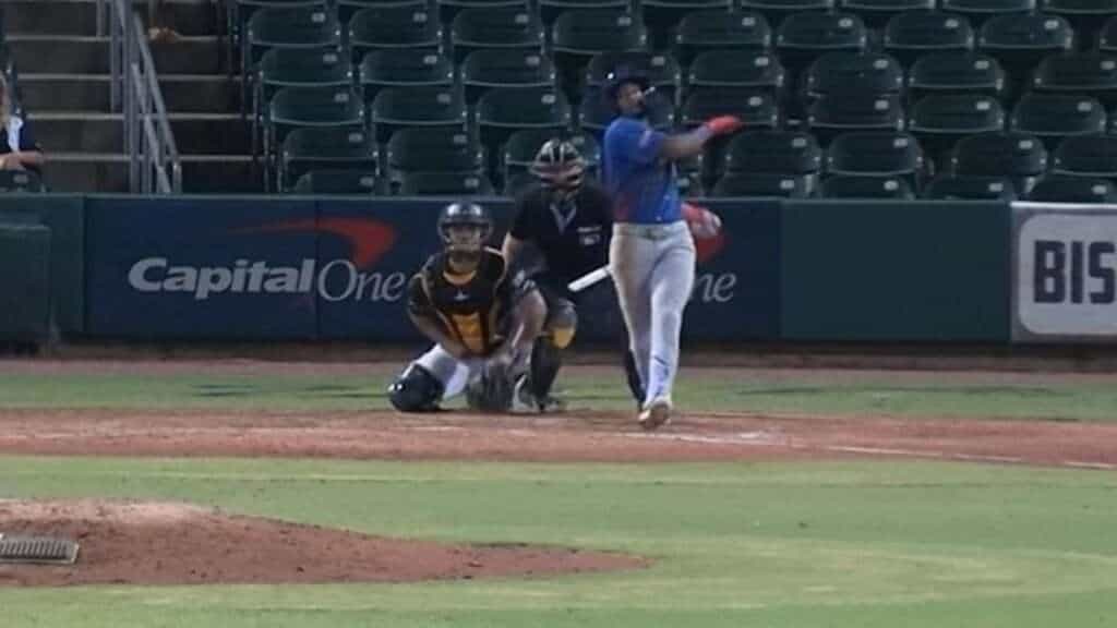 Jefferson Rojas bats during a 2026 Double-A Knoxville game
