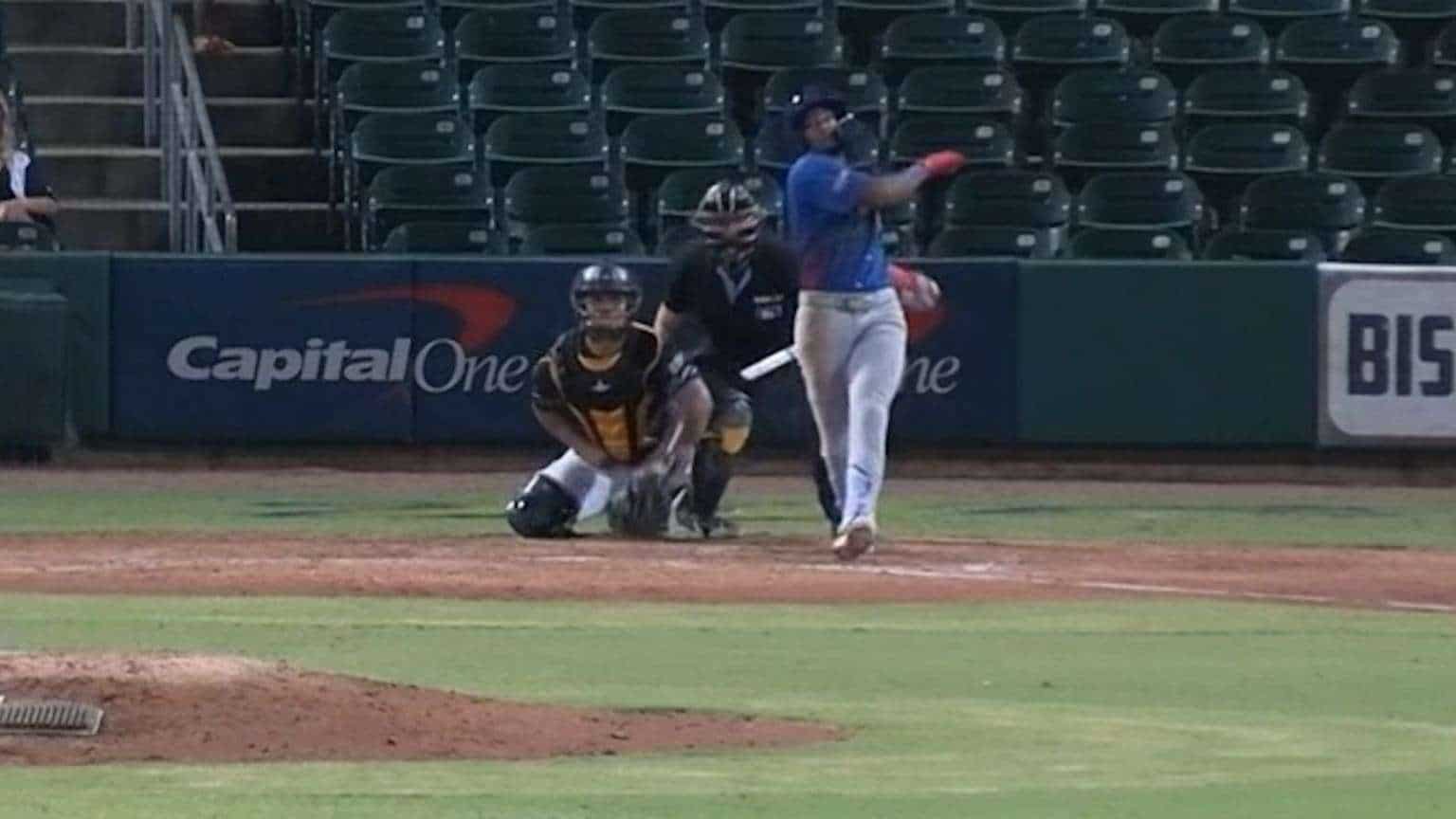 Jefferson Rojas bats during a 2026 Double-A Knoxville game