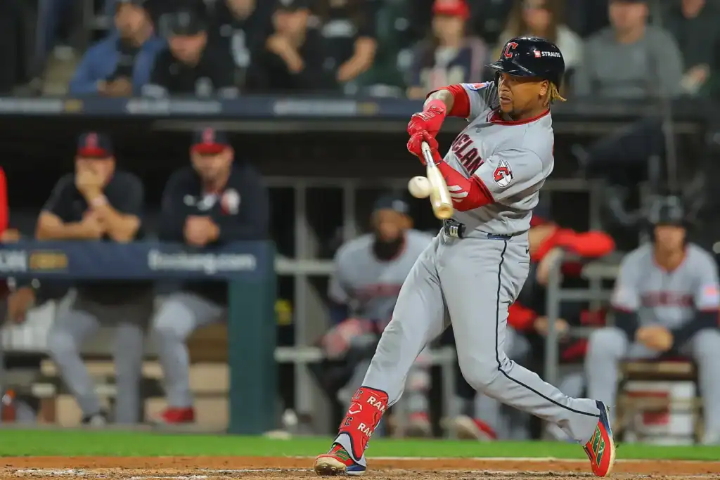 José Ramírez hits a two-run home run for the Cleveland Guardians against the Chicago White Sox in ALDS Game 4