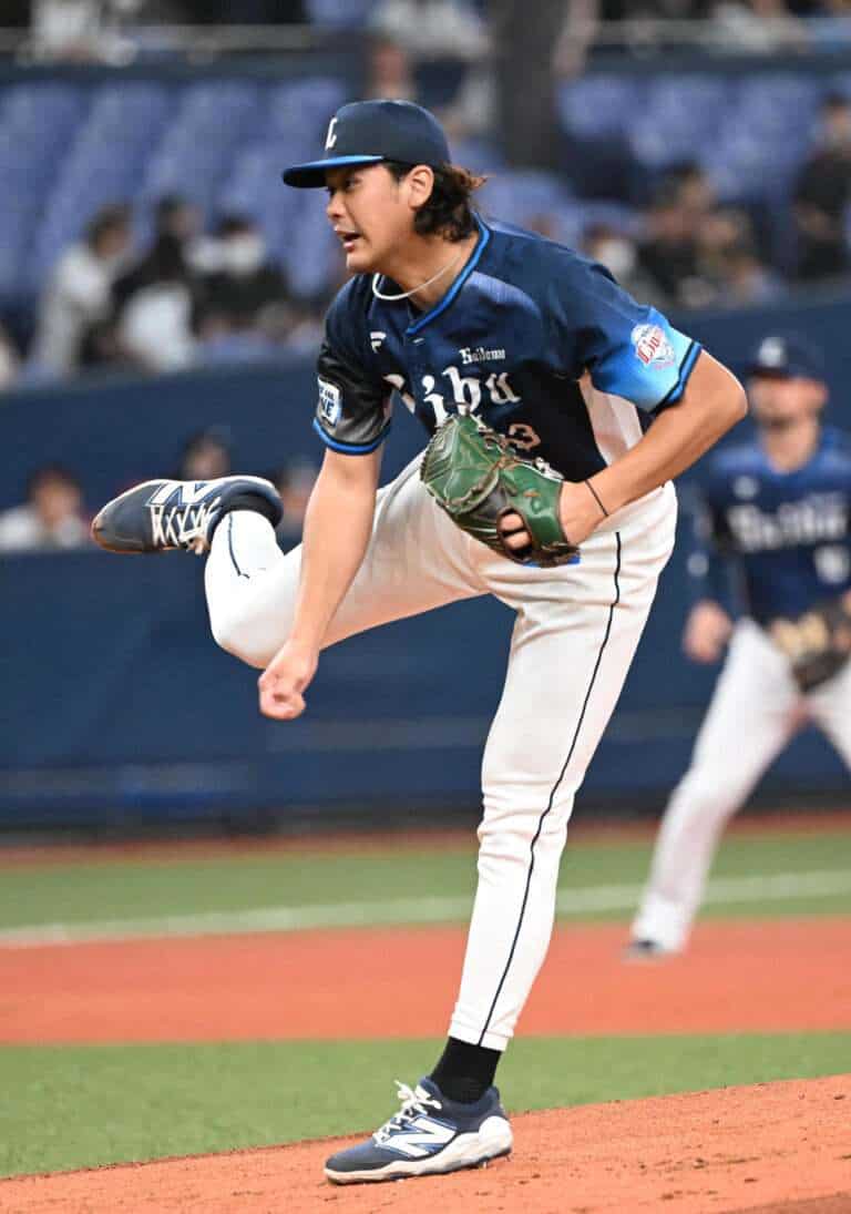 Kona Takahashi delivers a pitch for the Saitama Seibu Lions
