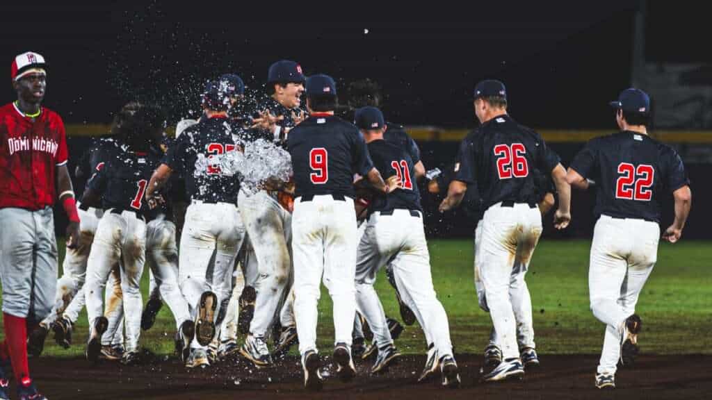 United States players celebrate winning the 2026 WBSC U-15 Baseball World Cup
